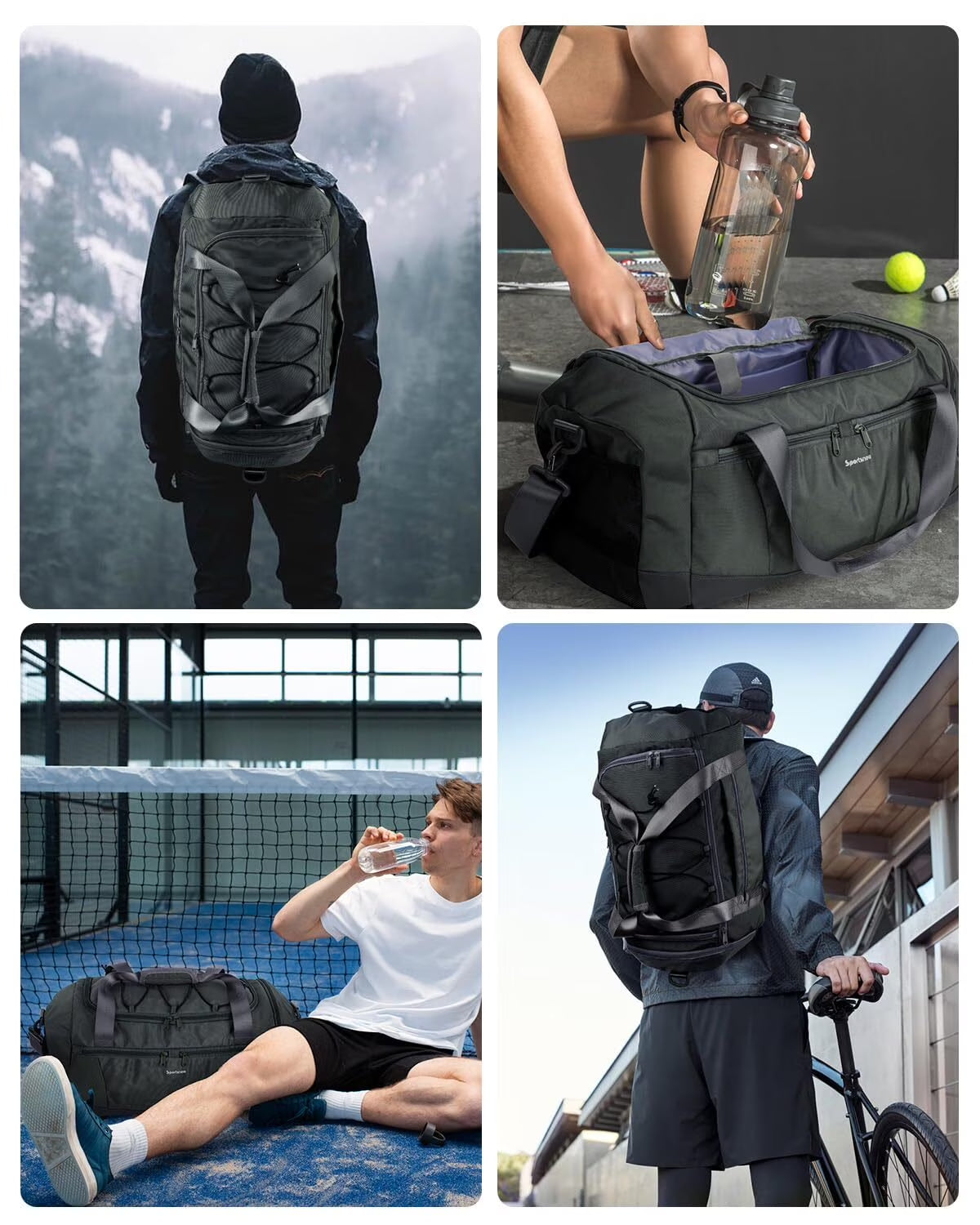 Gym Bag for Men Large Capacity Duffel Bags with Shoe Compartment Tote with Trolley Sleeve Sports Gym Backpack Weekender Bag for Travel 38L