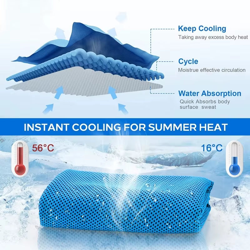 Outdoor Microfiber Quick Dry Cooling Ice Towel Sports Cold Towel for Fitness Camping Running