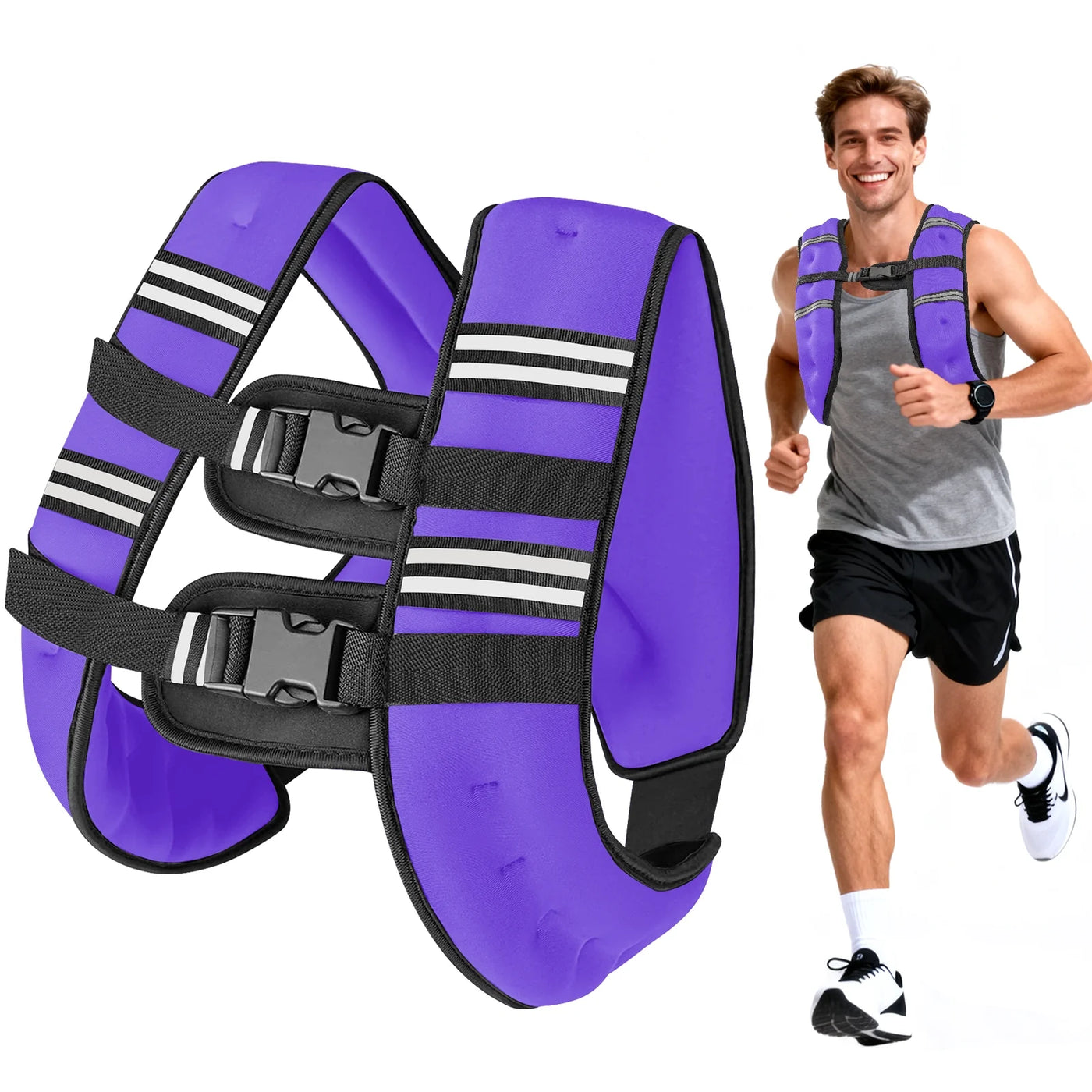Weighted Vest Purple 12 Lb Weight Vest for Woman Men Sport Weighted Vest with Reflective Stripe Adjustable Buckle Straps Mesh Pocket for Strength Training Running
