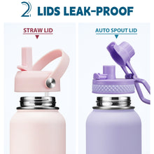 Pink 40 Oz Insulated Water Bottle with Straw Spout Lids, Stainless Steel Water Bottles Cold 48H, Wide Mouth Hydro Water Jug Metal Flask with Handle, Strap Carrier Bag for Women