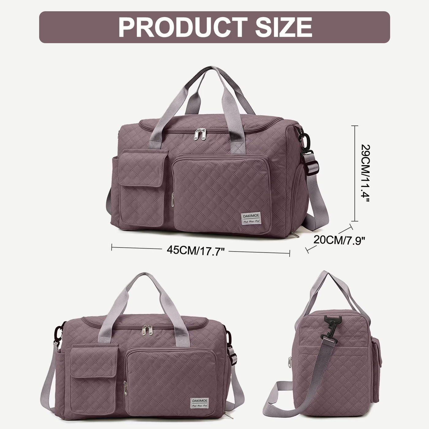 Travel Duffle Bag for Women Men Weekender Overnight Bags Carry on Gym Bag with Wet Pocket/Adjustable Strap/Shoe Compartment, Foldable Waterproof Duffel Tote for Plane Sports Dance, Lotus Pink