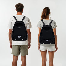 Drawstring Men Sports Backpack with Shoe Compartment Wet Pocket Hook Basketball Soccer Gym Sports Equipment Bags with Name Tag for Women, Black