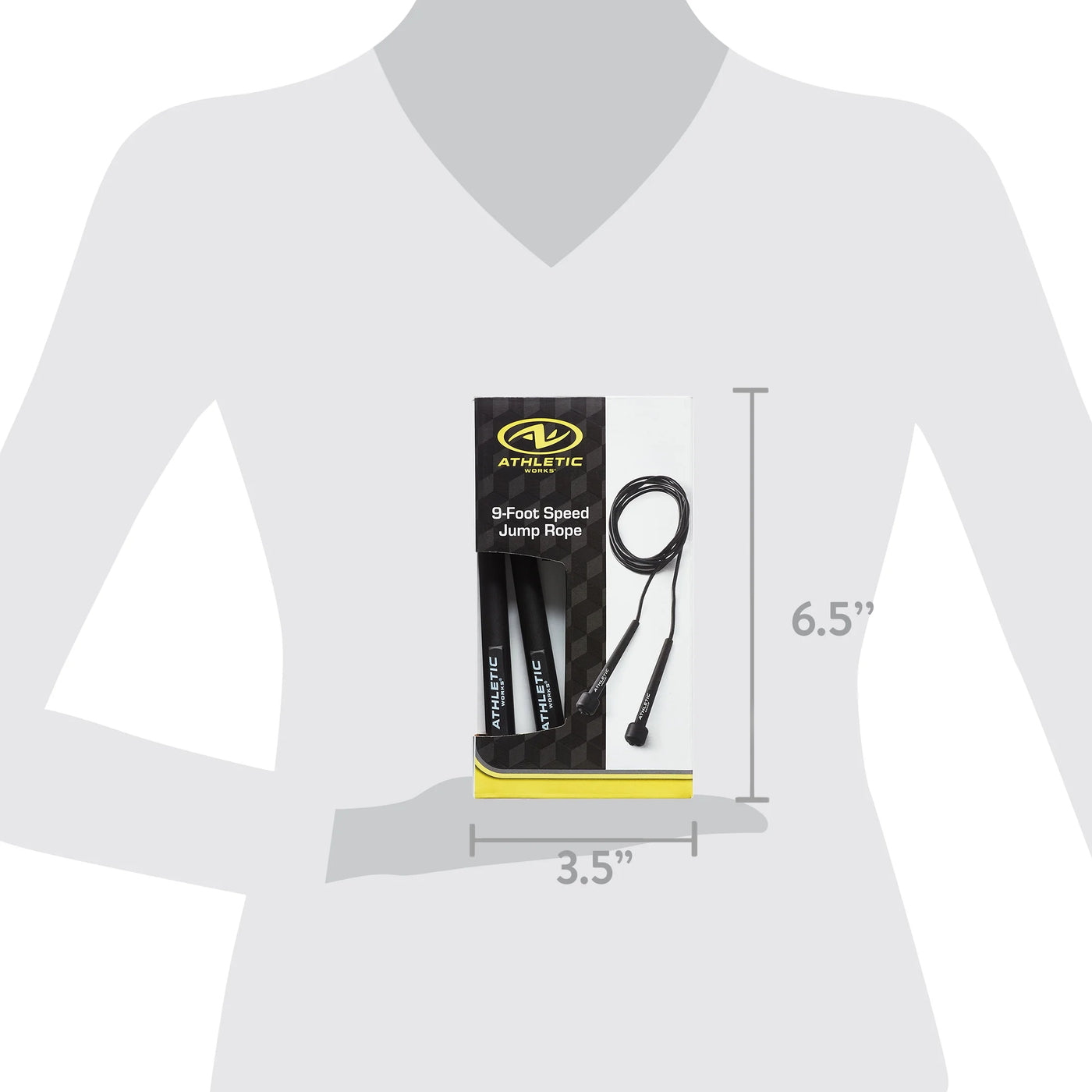Speed Jump Rope with Light Weight Handles, 9' Length, Black