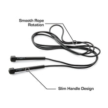 Speed Jump Rope with Light Weight Handles, 9' Length, Black