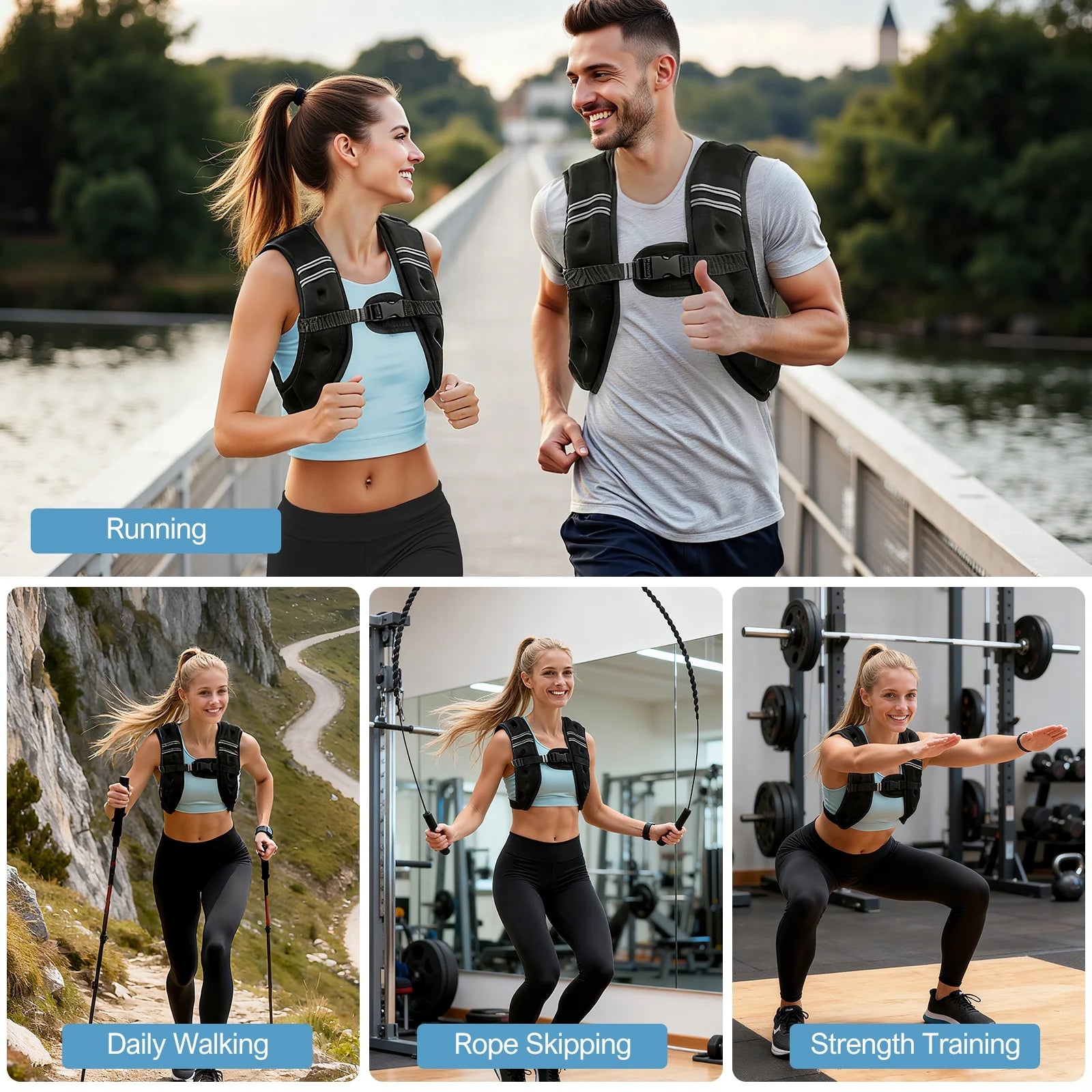 BAOKALER Weighted Vest for Fitness, 6Lb with Reflective Strips, Ideal for Men & Women, Strength Training, Running, Muscle Building & Weight Loss