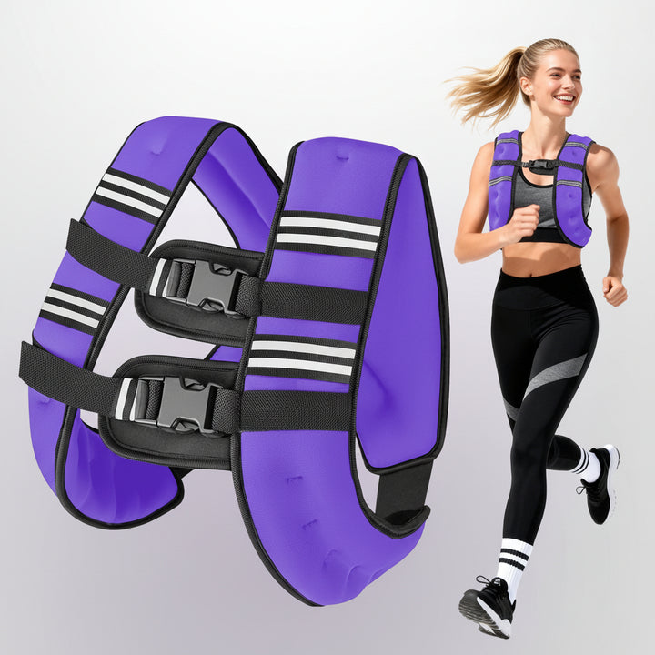 Weighted Vest Purple 12 Lb Weight Vest for Woman Men Sport Weighted Vest with Reflective Stripe Adjustable Buckle Straps Mesh Pocket for Strength Training Running
