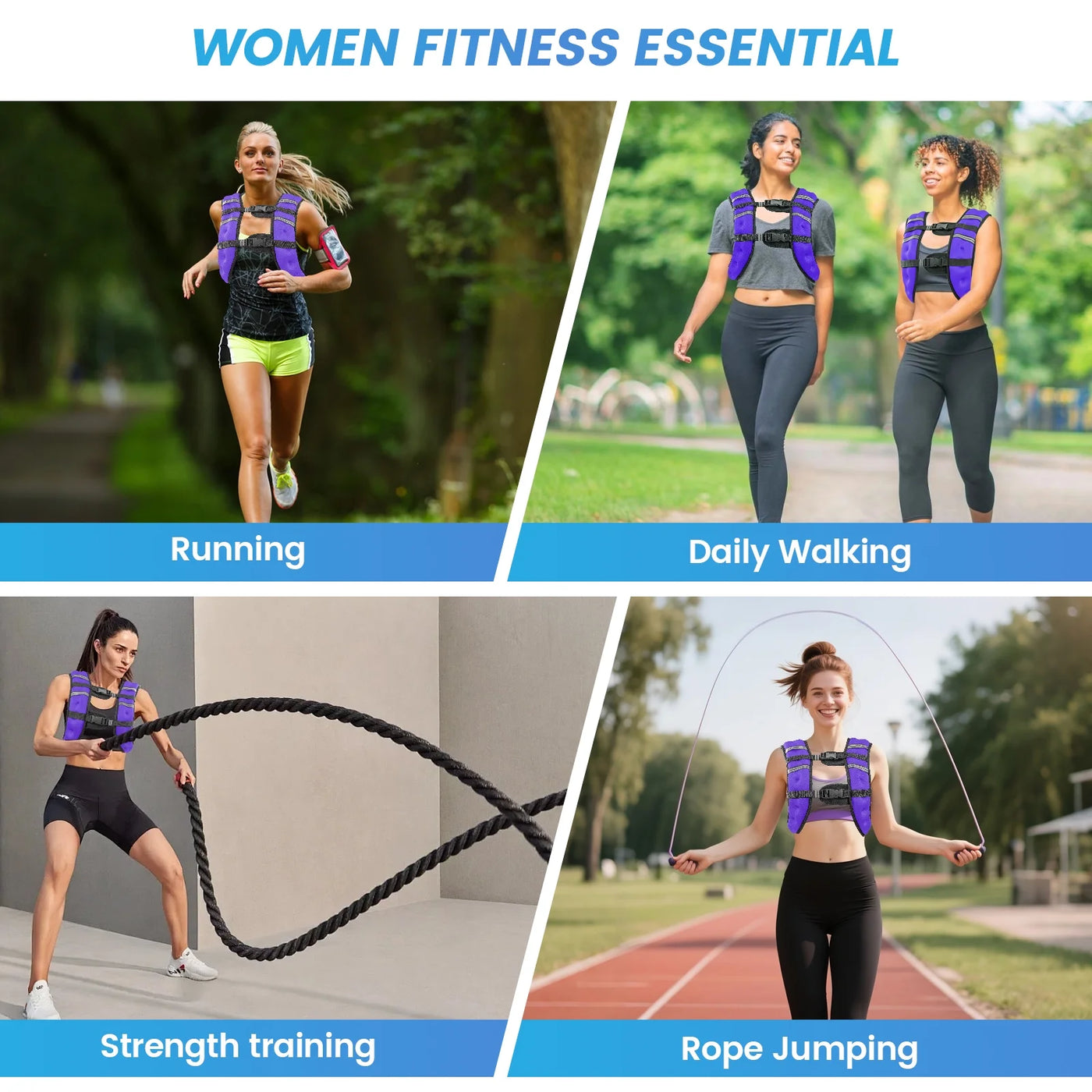 Weighted Vest Purple 12 Lb Weight Vest for Woman Men Sport Weighted Vest with Reflective Stripe Adjustable Buckle Straps Mesh Pocket for Strength Training Running