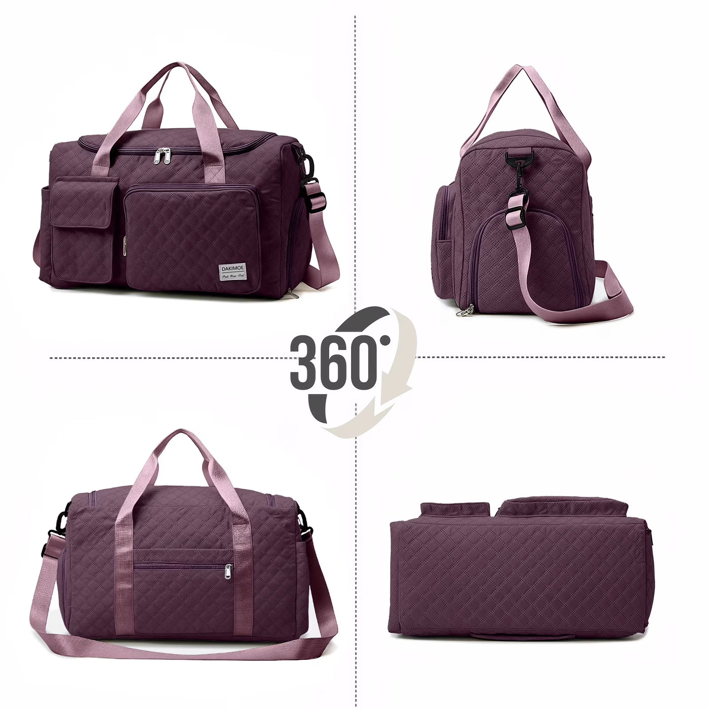 Travel Duffle Bag for Women Large Weekender Bags Carry on Gym Duffel Bag with Wet Pocket/Shoe Compartment Waterproof Overnight Tote for Plane Hospital Sports Yoga Business Trips, Dried Rose