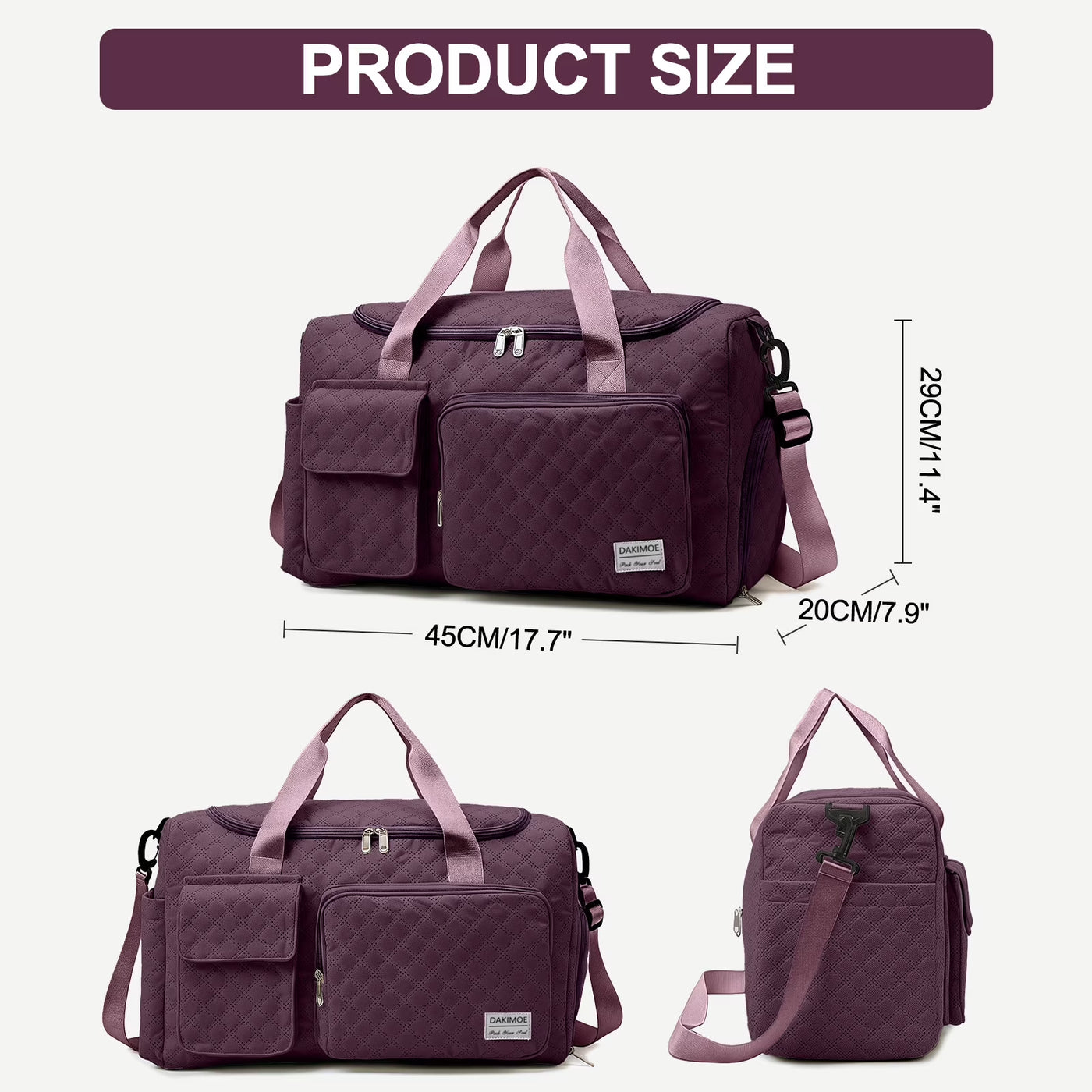 Travel Duffle Bag for Women Large Weekender Bags Carry on Gym Duffel Bag with Wet Pocket/Shoe Compartment Waterproof Overnight Tote for Plane Hospital Sports Yoga Business Trips, Dried Rose