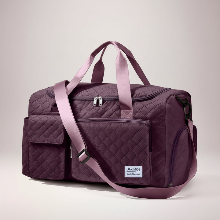 Travel Duffle Bag for Women Large Weekender Bags Carry on Gym Duffel Bag with Wet Pocket/Shoe Compartment Waterproof Overnight Tote for Plane Hospital Sports Yoga Business Trips, Dried Rose