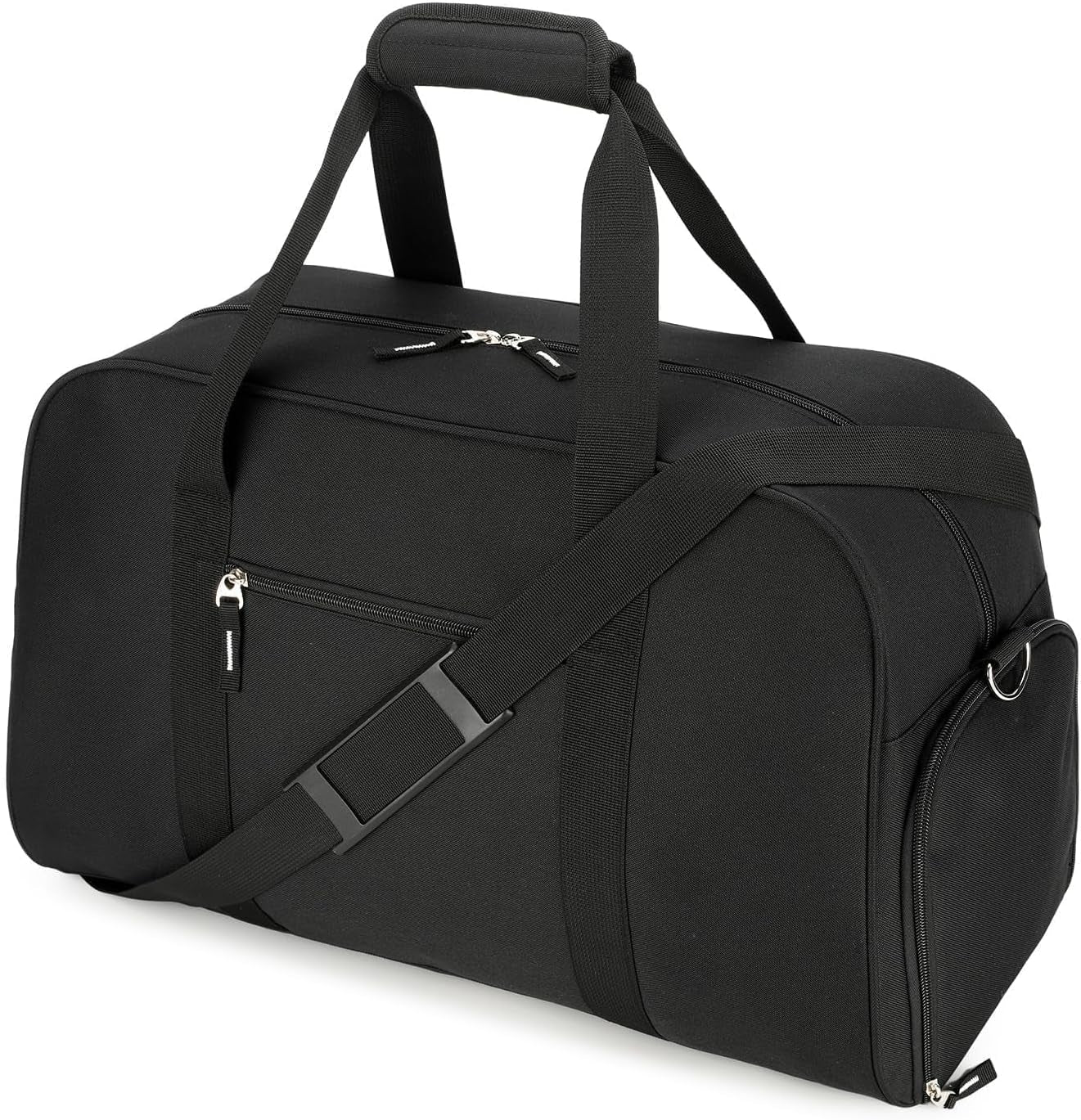 45L Gym Bag for Men & Women with Shoe Compartment, 21” Large Duffle Bag for Travel, Sports, Fitness & Workout, Black