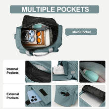 Travel Duffle Bag for Women Men, Weekender Overnight Bags Carry on Gym Bag with Wet Pocket/Adjustable Strap/Shoe Compartment, Foldable Waterproof Duffel Tote for Plane Sports Dance, Green
