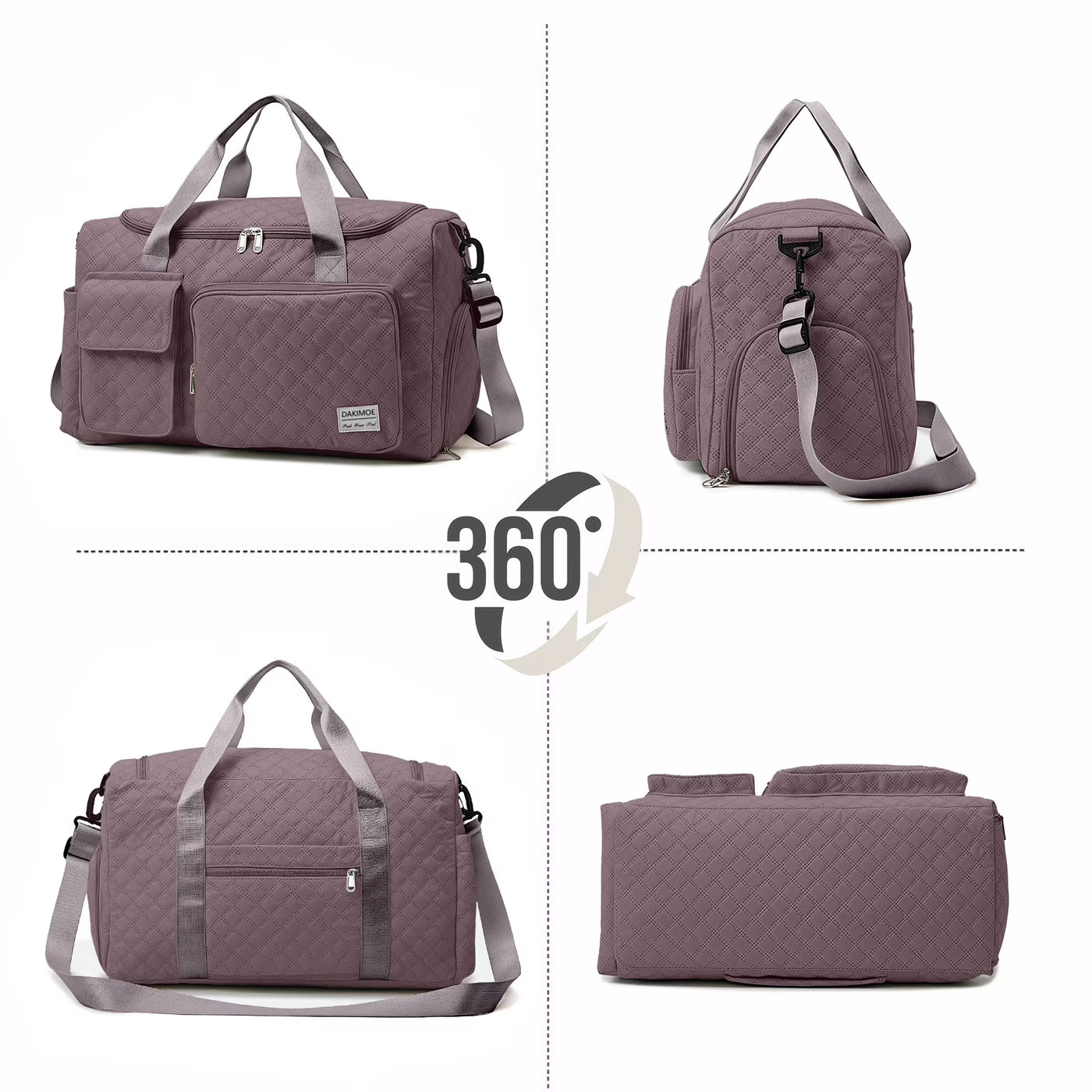 Travel Duffle Bag for Women Men Weekender Overnight Bags Carry on Gym Bag with Wet Pocket/Adjustable Strap/Shoe Compartment, Foldable Waterproof Duffel Tote for Plane Sports Dance, Lotus Pink