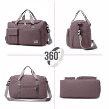 Travel Duffle Bag for Women Men Weekender Overnight Bags Carry on Gym Bag with Wet Pocket/Adjustable Strap/Shoe Compartment, Foldable Waterproof Duffel Tote for Plane Sports Dance, Lotus Pink