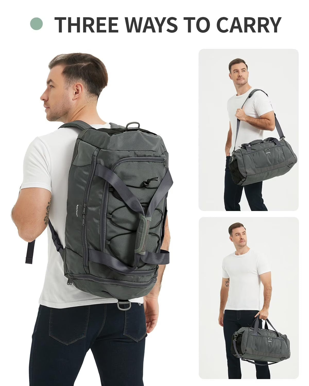 Gym Bag for Men Large Capacity Duffel Bags with Shoe Compartment Tote with Trolley Sleeve Sports Gym Backpack Weekender Bag for Travel 38L