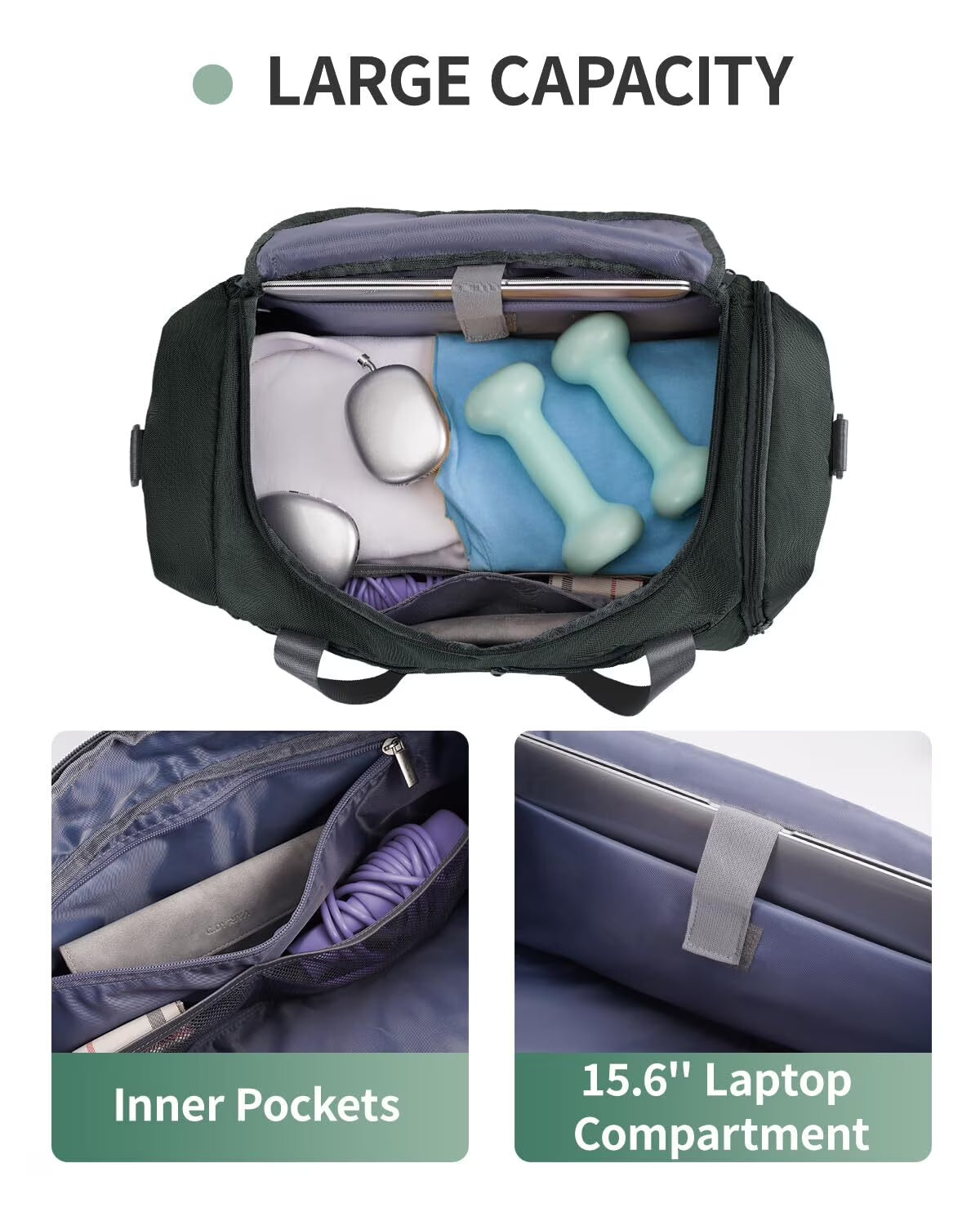 Gym Bag for Men Large Capacity Duffel Bags with Shoe Compartment Tote with Trolley Sleeve Sports Gym Backpack Weekender Bag for Travel 38L