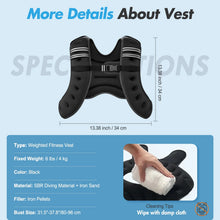 BAOKALER Weighted Vest for Fitness, 6Lb with Reflective Strips, Ideal for Men & Women, Strength Training, Running, Muscle Building & Weight Loss