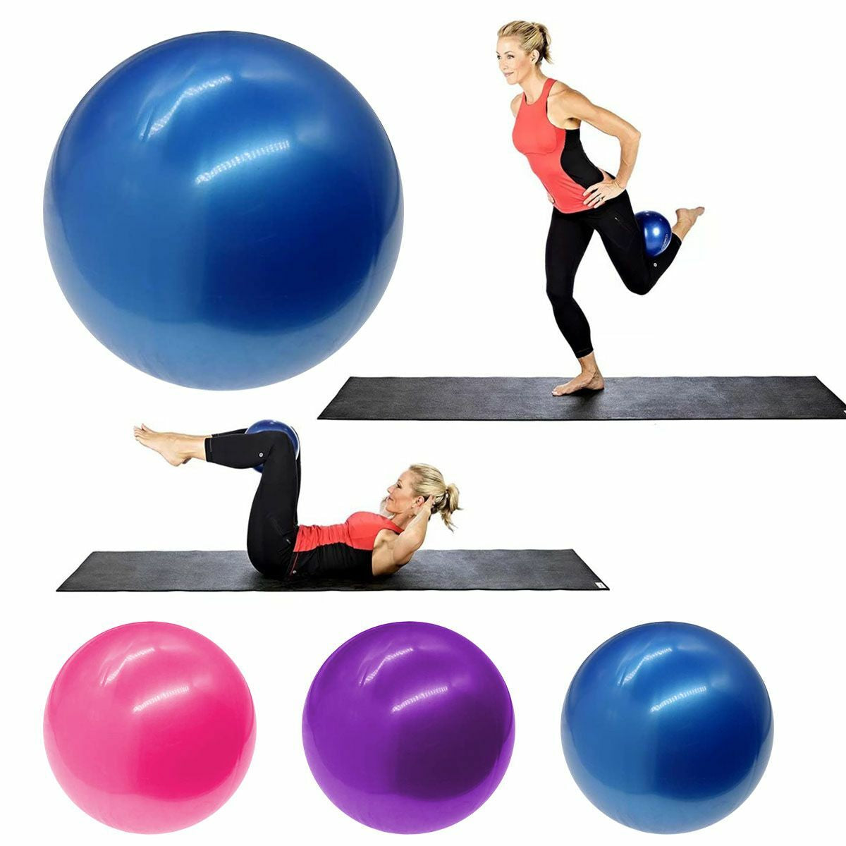 Pro Body Pilates 9” Mini Exercise Ball for Fitness Bender Toning Yoga Barre Core