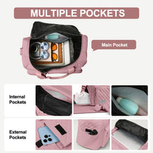 Travel Duffle Bag for Women Men, Weekender Bags Carry on Gym Bag with Wet Pocket/Adjustable Strap/Shoe Compartment, Foldable Waterproof Overnight Tote Bag for Plane Sports Dance, Pink
