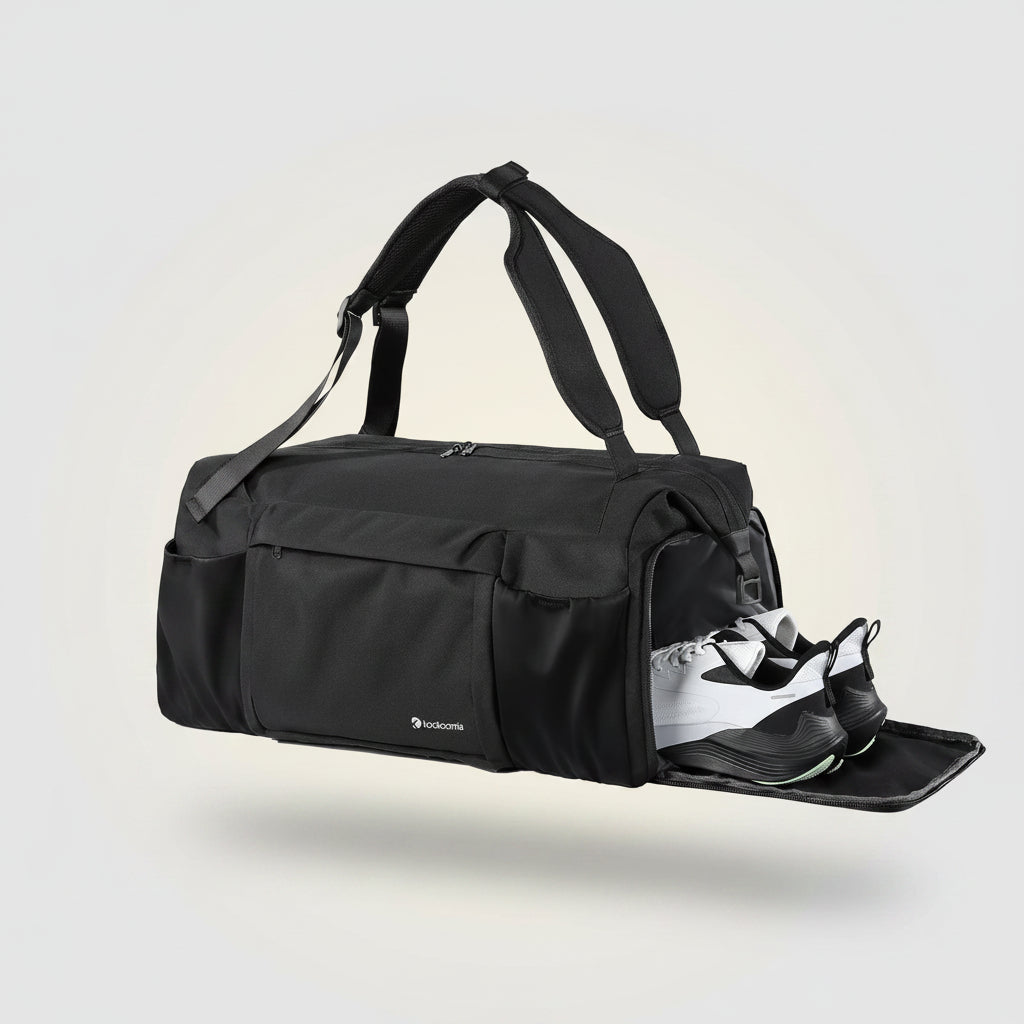 Gym Bag for Men with Shoes Compartment and Wet Pocket Convertible Duffle Bag and Gym Backpack Waterproof Sports Bags for Men with 2 Bottle Holders Multipurpose Weekender Overnight Bag -Black