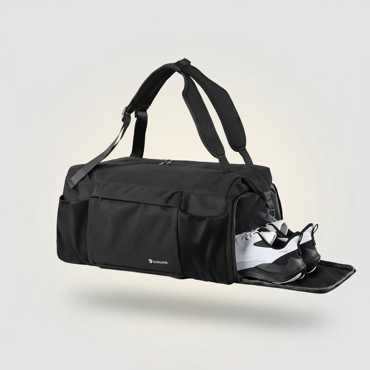 Gym Bag for Men with Shoes Compartment and Wet Pocket Convertible Duffle Bag and Gym Backpack Waterproof Sports Bags for Men with 2 Bottle Holders Multipurpose Weekender Overnight Bag -Black
