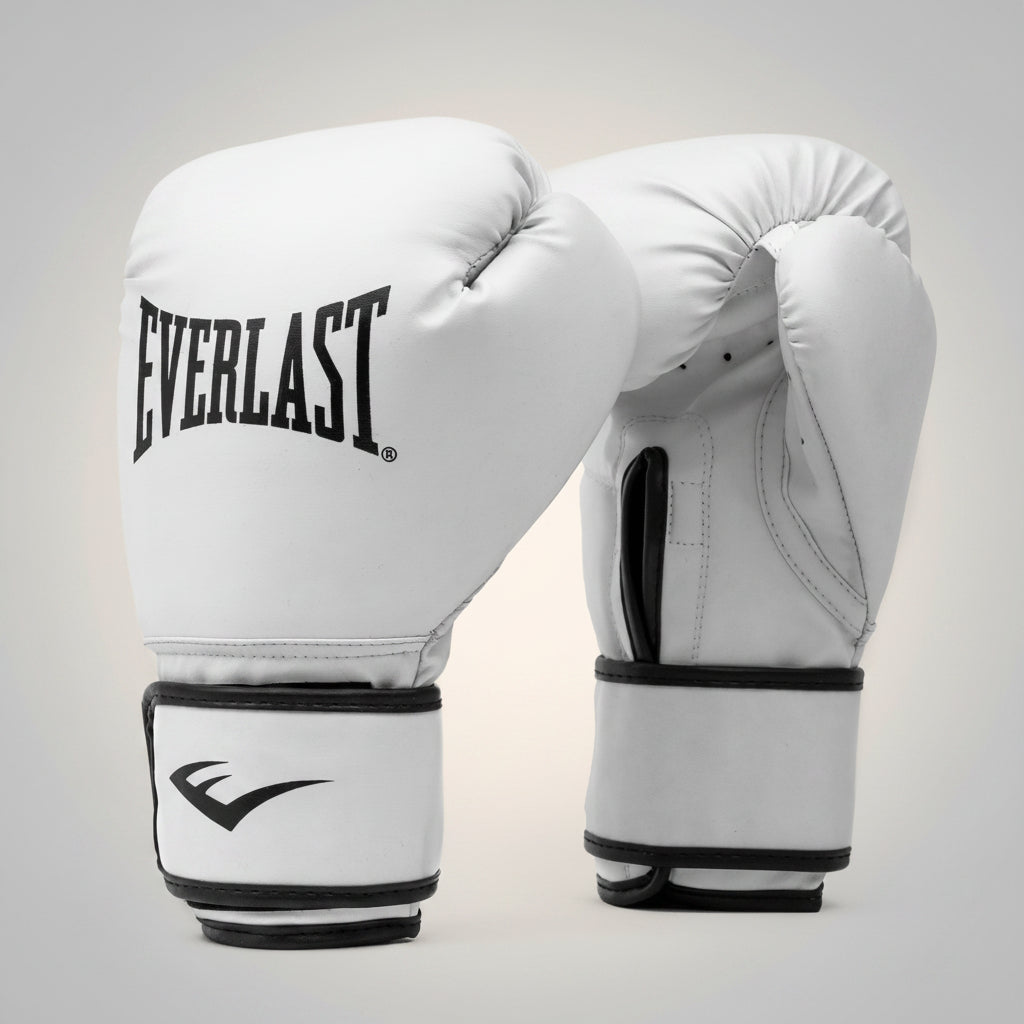 Synthetic Leather Core Training Gloves for Boxing, White, S/M