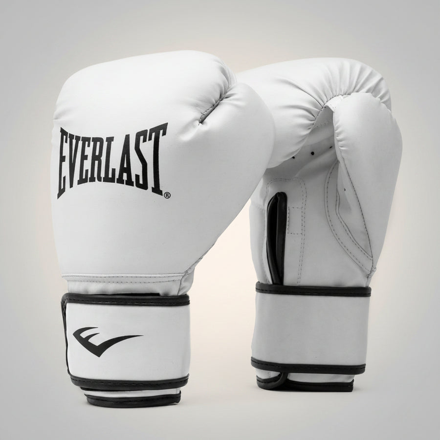 Synthetic Leather Core Training Gloves for Boxing, White, S/M