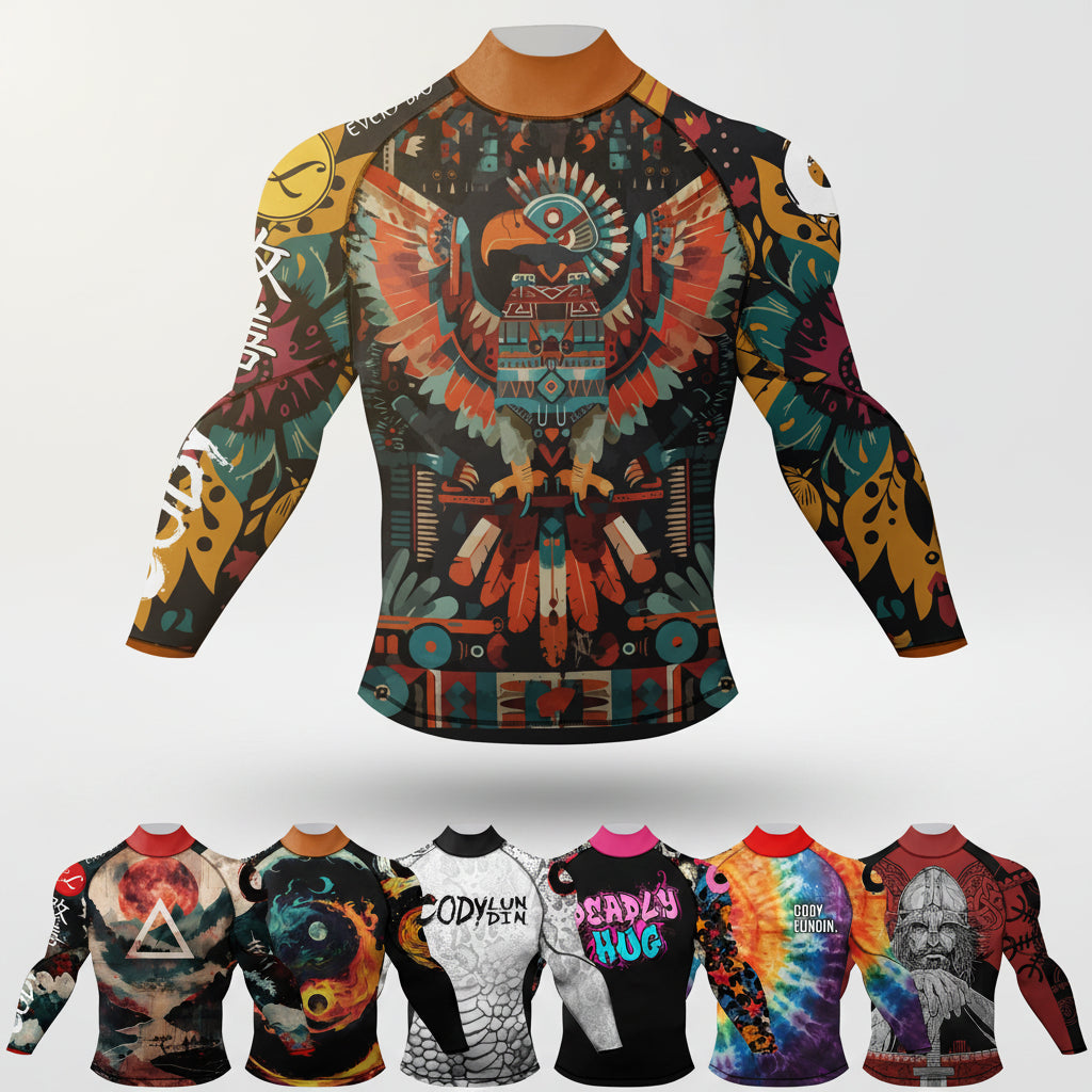 Men’s Mock Neck Compression Rashguard for BJJ & MMA - INZANEBOX product image