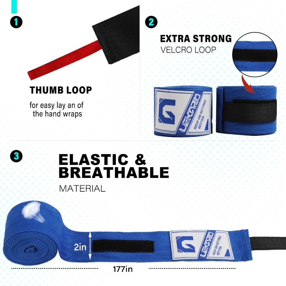 LEKÄRO Elastic Cotton Boxing Hand Wraps for Muay Thai MMA Training for Men & Women