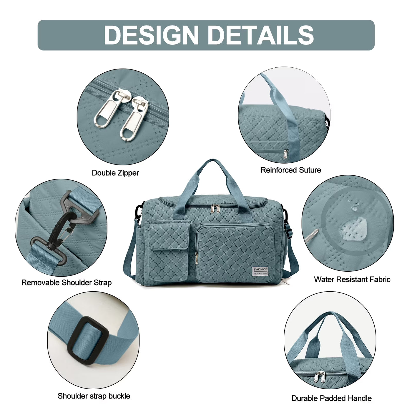 Travel Duffle Bag for Women Men, Weekender Overnight Bags Carry on Gym Bag with Wet Pocket/Adjustable Strap/Shoe Compartment, Foldable Waterproof Duffel Tote for Plane Sports Dance, Green
