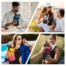 64Oz Insulated Water Bottle with Straw - Spout Lid, Carrying Sleeve, Paracord Handle, Double Wall Half Gallon Stainless Steel Water Bottles Keep Cold-48H & Hot-24H, 1/2 Gallon Water Jug, Metal Flask