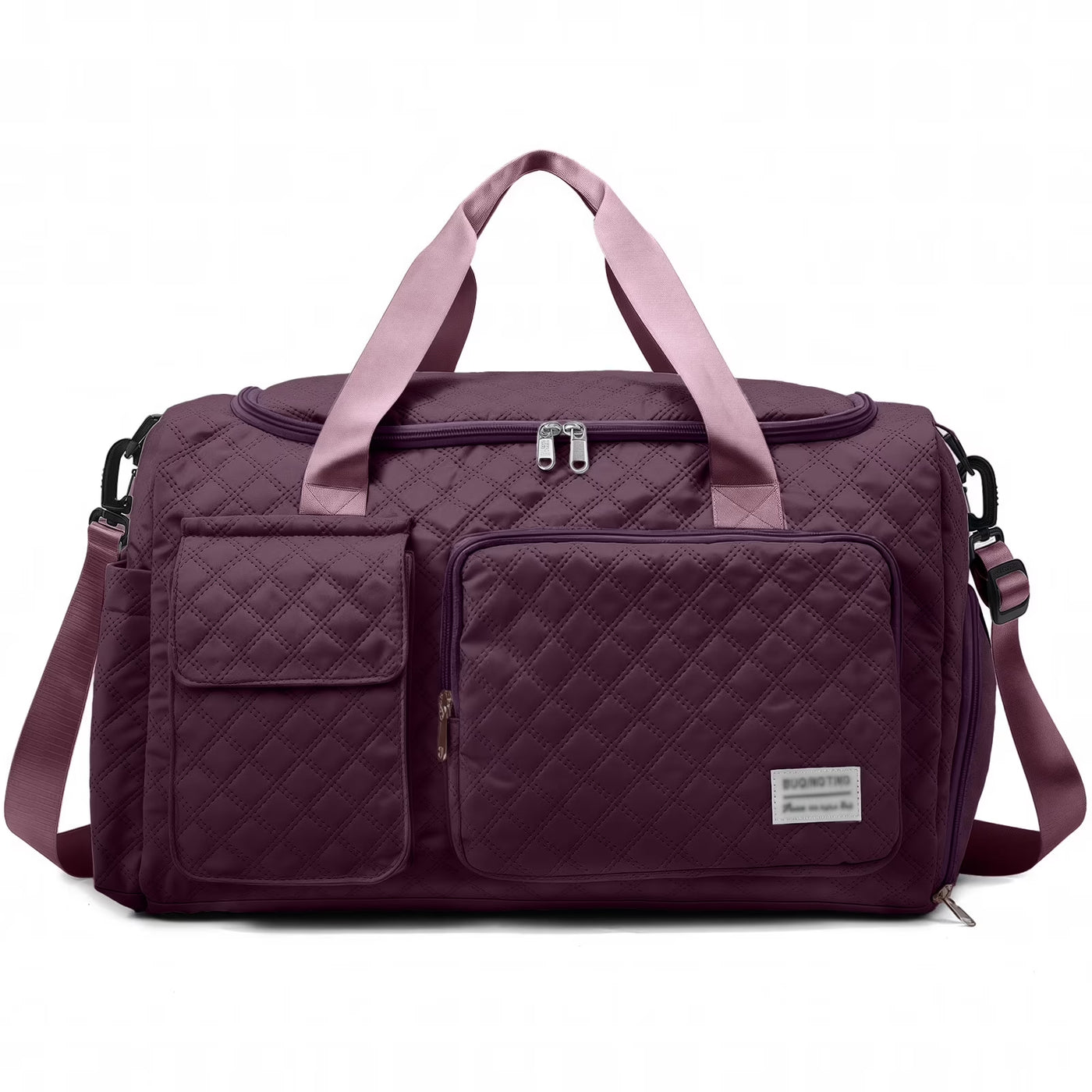 Travel Duffle Bag for Women Large Weekender Bags Carry on Gym Duffel Bag with Wet Pocket/Shoe Compartment Waterproof Overnight Tote for Plane Hospital Sports Yoga Business Trips, Dried Rose