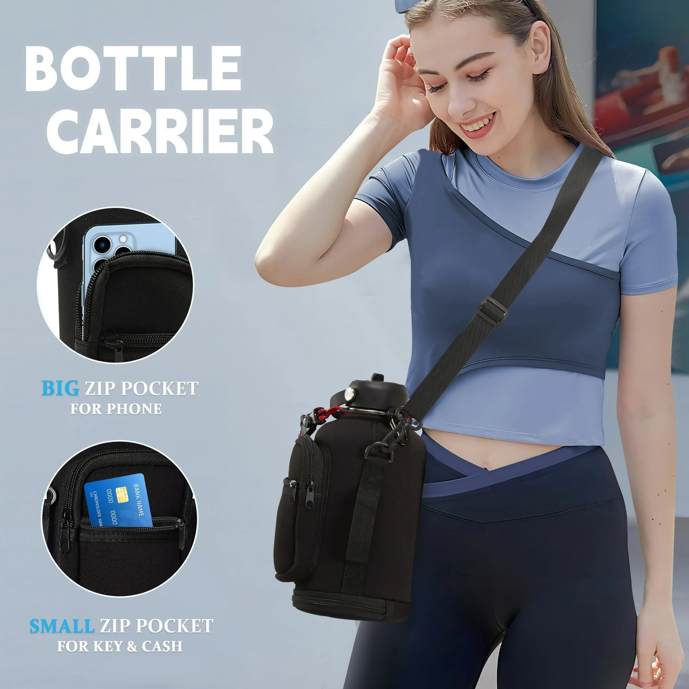 64Oz Insulated Water Bottle with Straw - Spout Lid, Carrying Sleeve, Paracord Handle, Double Wall Half Gallon Stainless Steel Water Bottles Keep Cold-48H & Hot-24H, 1/2 Gallon Water Jug, Metal Flask