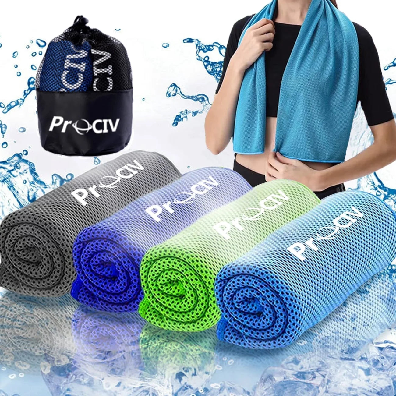 4 Pack Cooling Towels, Ice Towel for Neck and Face, Soft Breathable Chilly Microfiber Keep Cool Towels for Yoga, Gym, Fitness, Camping, Running, Workout & More Activities, 40"X 12"