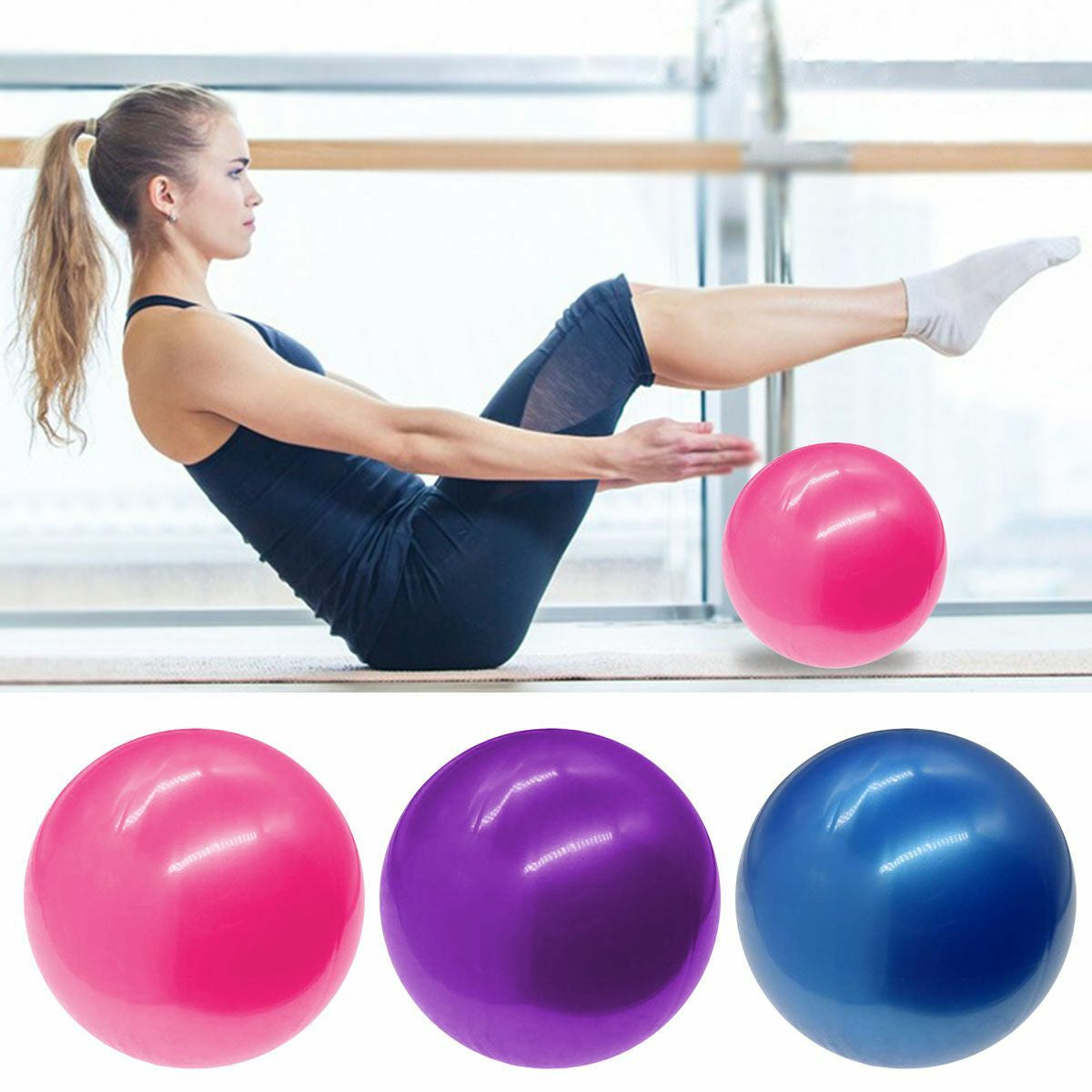 Pro Body Pilates 9” Mini Exercise Ball for Fitness Bender Toning Yoga Barre Core