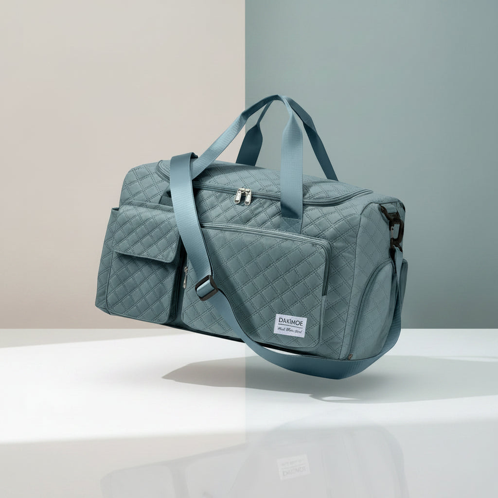 Travel Duffle Bag for Women Men, Weekender Overnight Bags Carry on Gym Bag with Wet Pocket/Adjustable Strap/Shoe Compartment, Foldable Waterproof Duffel Tote for Plane Sports Dance, Green