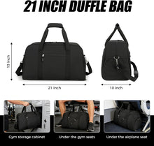 45L Gym Bag for Men & Women with Shoe Compartment, 21” Large Duffle Bag for Travel, Sports, Fitness & Workout, Black