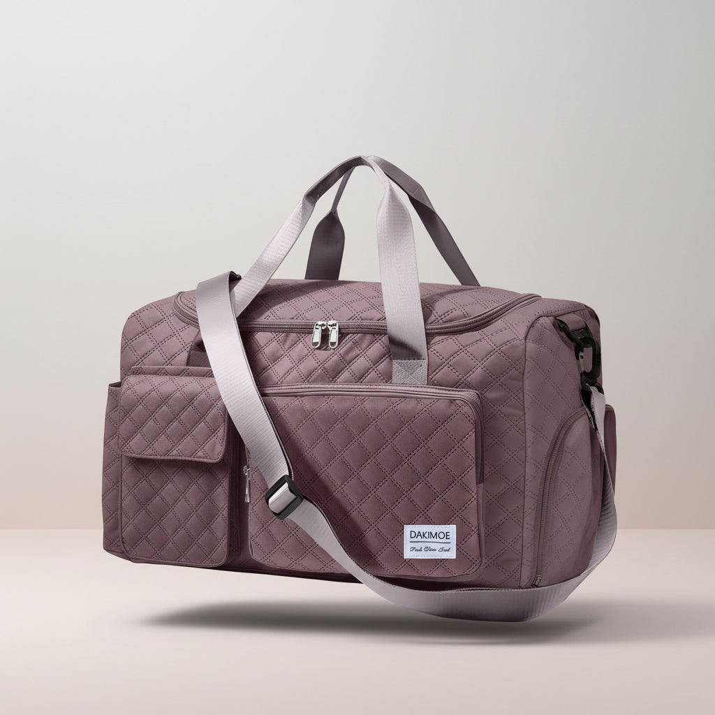 Travel Duffle Bag for Women Men Weekender Overnight Bags Carry on Gym Bag with Wet Pocket/Adjustable Strap/Shoe Compartment, Foldable Waterproof Duffel Tote for Plane Sports Dance, Lotus Pink