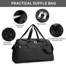 Travel Duffle Bag Gym Bags with Shoe Compartment Wet Pocket Waterproof for Weekender Overnight Gym Sports Traveling Swimming Yoga Workout, Black